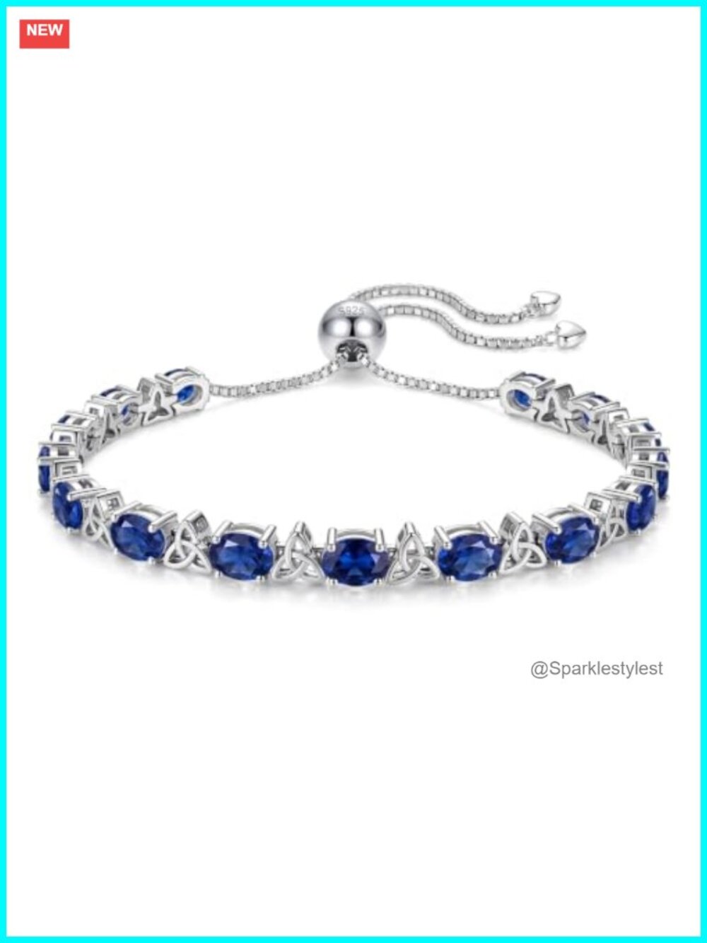 7.5CT Oval Cut Sapphire Tennis Bracelet, 925 Sterling Silver, White Gold